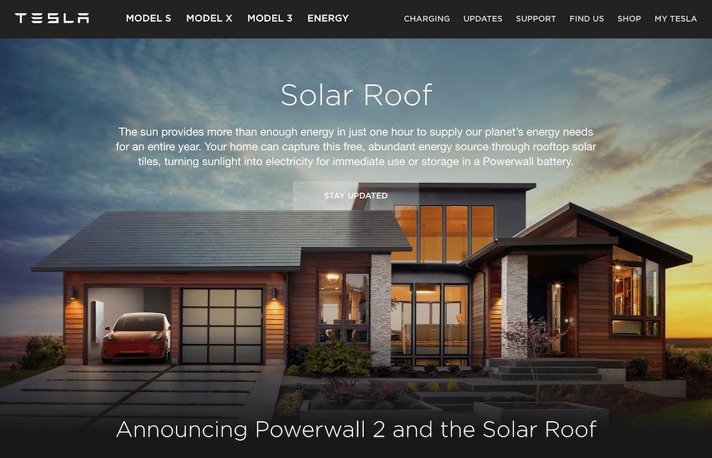 Tesla Solar Roof website